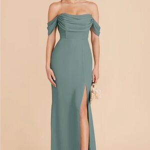 Elegant Off-Shoulder Green Dress